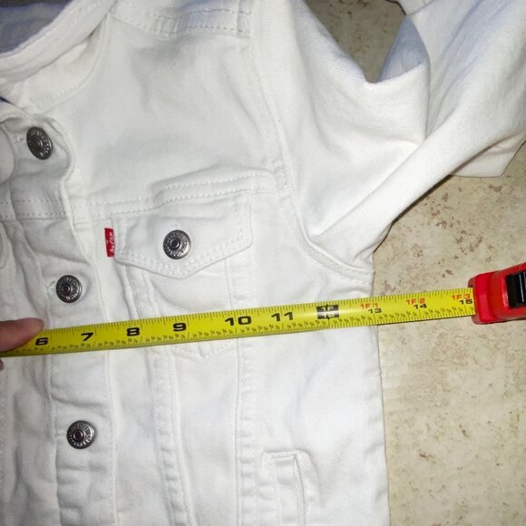Levis Kids White Denim Jacket With Button Closure & Pockets For Girls Size 6X - Picture 5 of 7
